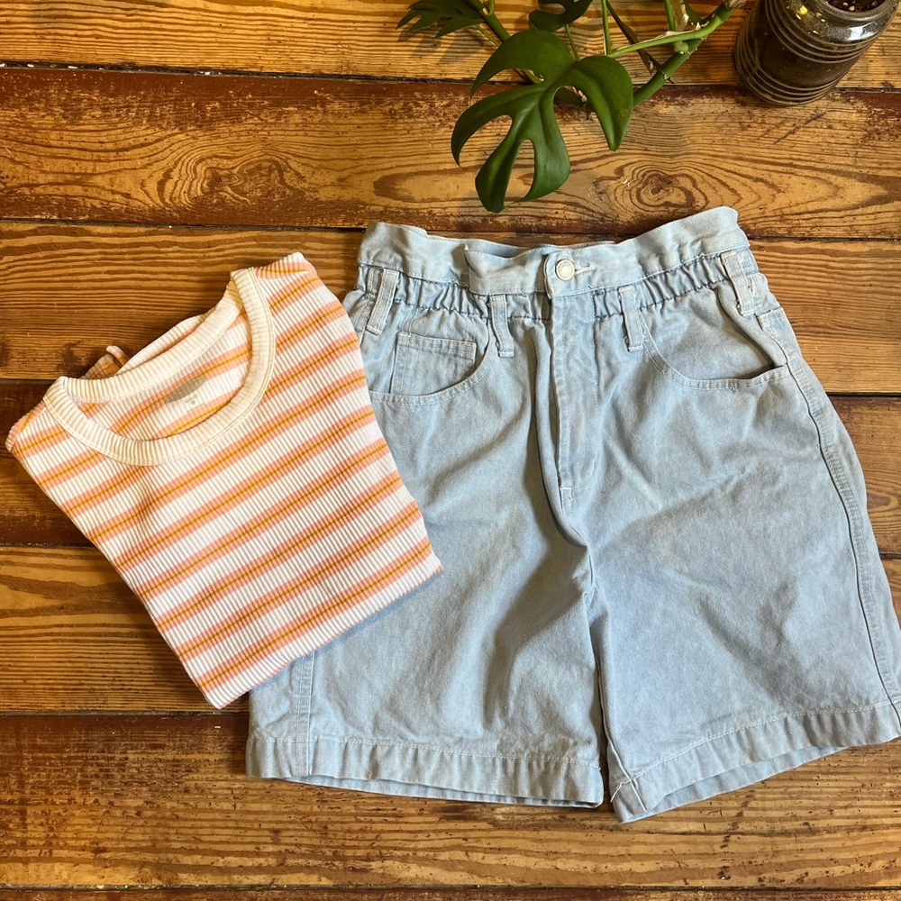 Vintage High-Waisted Light Denim Shorts